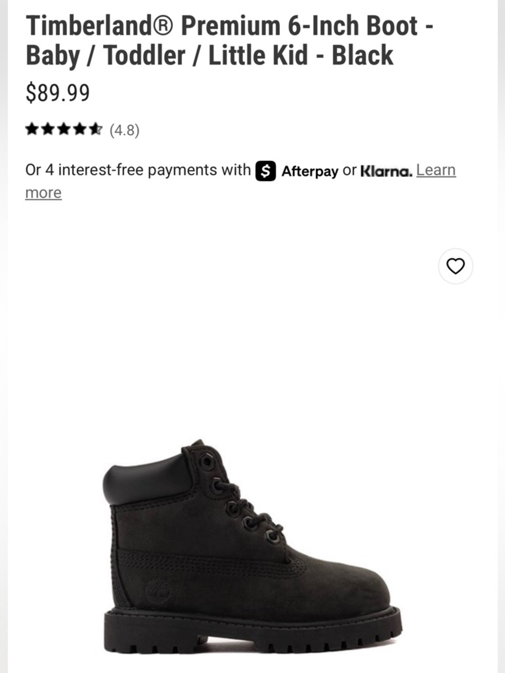 Timberland Black Toddlers premium Lace-Up  Boot